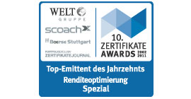 2011 ZertifikateAwards 1st place: Top Issuer of the Decade Special Return Optimization